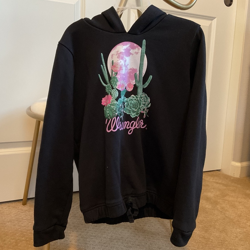 Wrangler Black Hoodie with Cactus and Moon Design